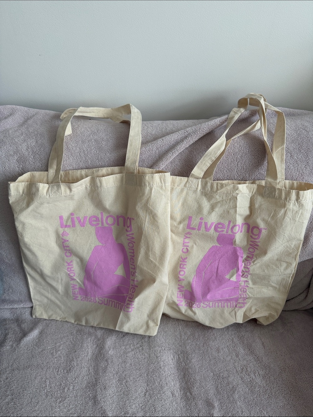 2 NYC Canvas Tote Bag with Pink Graphic